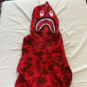 BAPE Red Camo Shark Full Zip Hoodie
